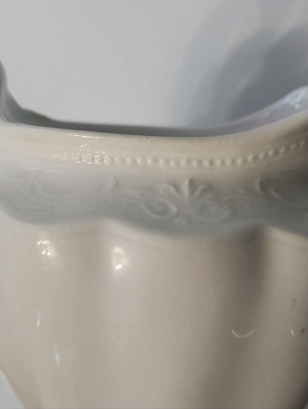 Antique Ivory Colored Creamer/Milk Pitcher - Scalloped Design - Picture 5 of 9